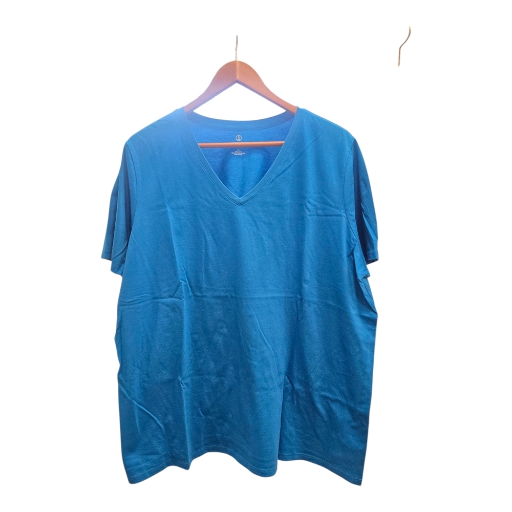 Lands End Womens Blue V-Neck Shirt